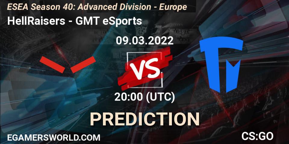 Pronósticos HellRaisers - GMT eSports. 09.03.22. ESEA Season 40: Advanced Division - Europe - CS2 (CS:GO)