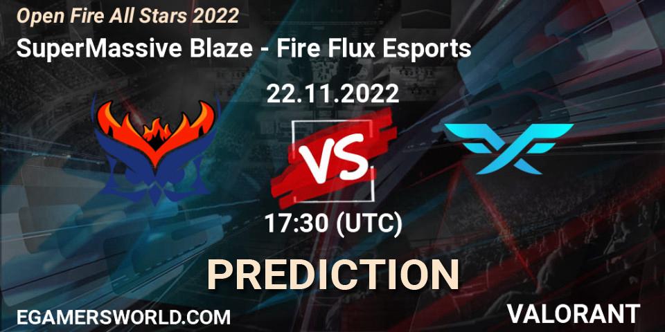 Pronósticos SuperMassive Blaze - Fire Flux Esports. 22.11.2022 at 17:30. Open Fire All Stars 2022 - VALORANT
