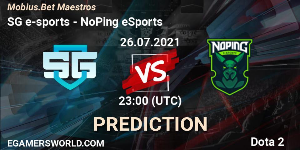 Pronósticos SG e-sports - NoPing eSports. 27.07.2021 at 00:23. Mobius.Bet Maestros - Dota 2