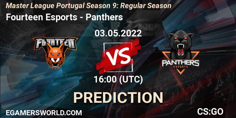 Pronósticos Fourteen Esports - Panthers. 03.05.2022 at 16:00. Master League Portugal Season 9: Regular Season - Counter-Strike (CS2)