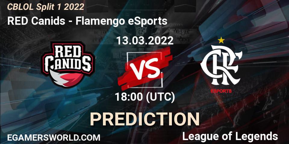 Pronósticos RED Canids - Flamengo eSports. 13.03.2022 at 18:05. CBLOL Split 1 2022 - LoL