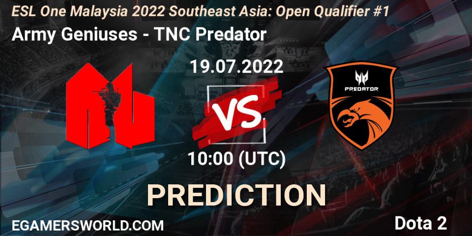 Pronósticos Army Geniuses - TNC Predator. 19.07.22. ESL One Malaysia 2022 Southeast Asia: Open Qualifier #1 - Dota 2