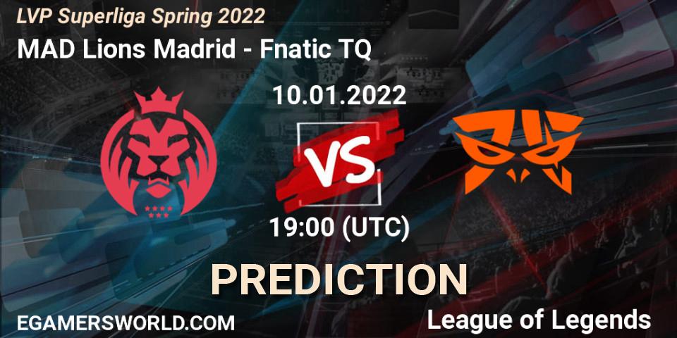 Pronósticos MAD Lions Madrid - Fnatic TQ. 10.01.2022 at 19:15. LVP Superliga Spring 2022 - LoL