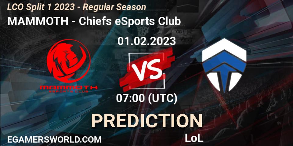 Pronósticos MAMMOTH - Chiefs eSports Club. 01.02.23. LCO Split 1 2023 - Regular Season - LoL