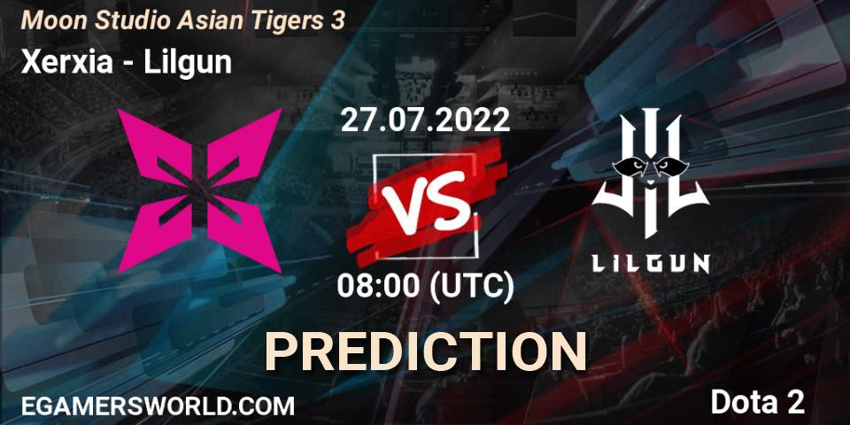 Pronósticos Xerxia - Lilgun. 27.07.2022 at 08:25. Moon Studio Asian Tigers 3 - Dota 2