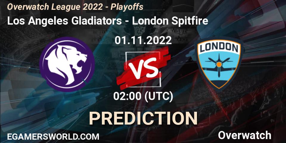 Pronósticos Los Angeles Gladiators - London Spitfire. 01.11.22. Overwatch League 2022 - Playoffs - Overwatch