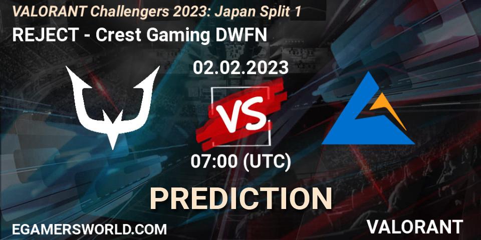 Pronósticos REJECT - Crest Gaming DWFN. 02.02.23. VALORANT Challengers 2023: Japan Split 1 - VALORANT