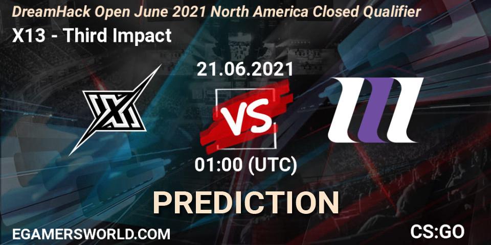 Pronósticos X13 - Third Impact. 21.06.2021 at 01:00. DreamHack Open June 2021 North America Closed Qualifier - Counter-Strike (CS2)