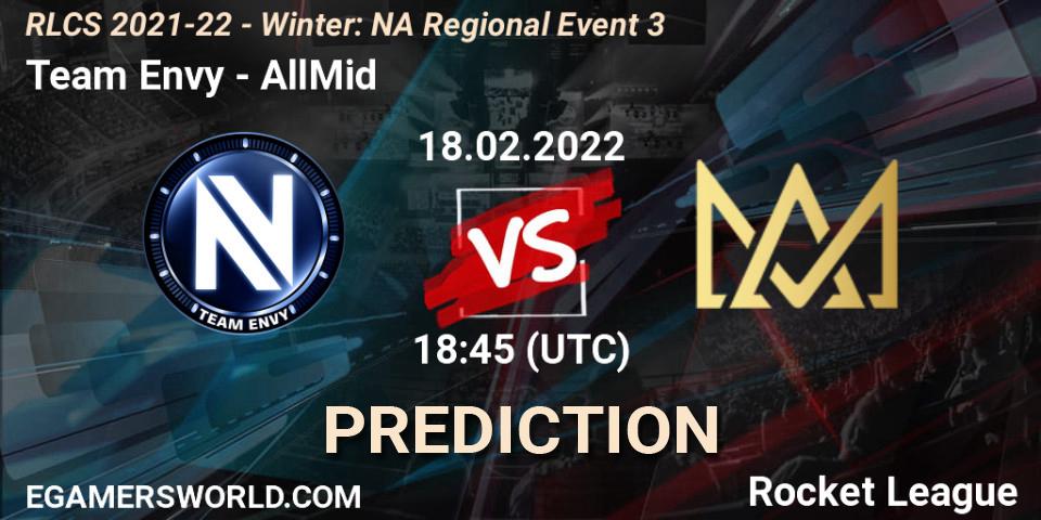 Pronósticos Team Envy - AllMid. 18.02.2022 at 18:45. RLCS 2021-22 - Winter: NA Regional Event 3 - Rocket League
