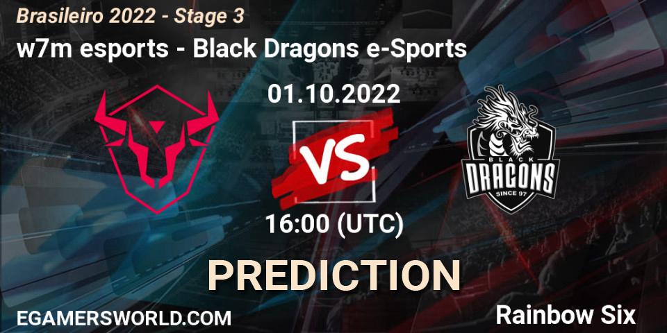 Pronósticos w7m esports - Black Dragons e-Sports. 01.10.2022 at 16:00. Brasileirão 2022 - Stage 3 - Rainbow Six