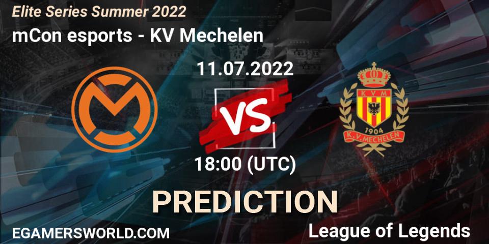 Pronósticos mCon esports - KV Mechelen. 11.07.2022 at 20:00. Elite Series Summer 2022 - LoL