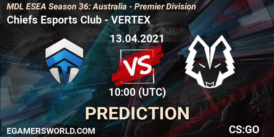 Pronósticos Chiefs Esports Club - VERTEX. 13.04.21. MDL ESEA Season 36: Australia - Premier Division - CS2 (CS:GO)