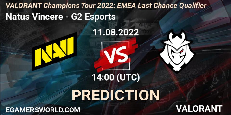 Pronósticos Natus Vincere - G2 Esports. 11.08.22. VCT 2022: EMEA Last Chance Qualifier - VALORANT