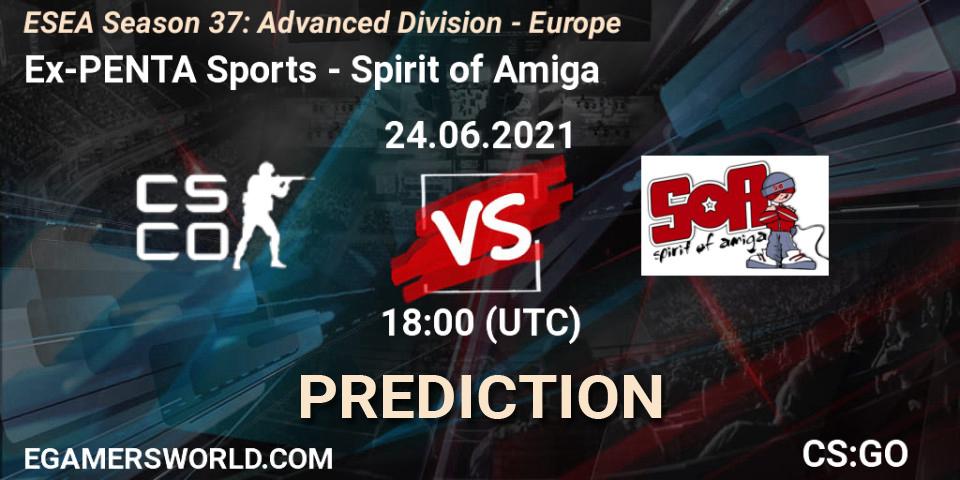 Pronósticos Ex-PENTA Sports - Spirit of Amiga. 24.06.2021 at 18:00. ESEA Season 37: Advanced Division - Europe - Counter-Strike (CS2)