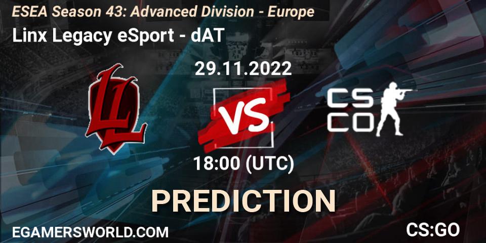 Pronósticos Linx Legacy eSport - sickboyzz. 29.11.22. ESEA Season 43: Advanced Division - Europe - CS2 (CS:GO)