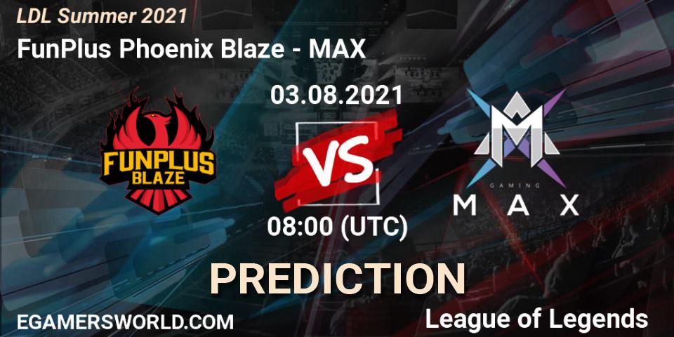 Pronósticos FunPlus Phoenix Blaze - MAX. 03.08.2021 at 09:55. LDL Summer 2021 - LoL