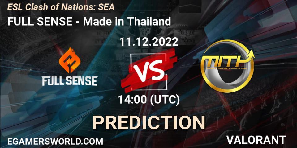 Pronósticos FULL SENSE - Made in Thailand. 11.12.22. ESL Clash of Nations: SEA - VALORANT