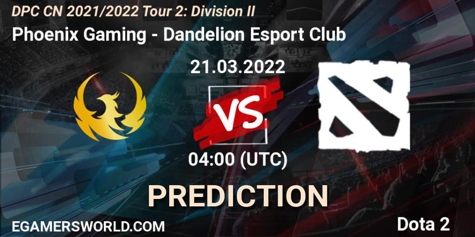 Pronósticos Phoenix Gaming - Dandelion Esport Club. 21.03.22. DPC 2021/2022 Tour 2: CN Division II (Lower) - Dota 2