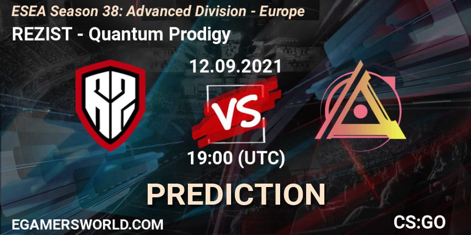 Pronósticos REZIST - Quantum Prodigy. 12.09.2021 at 19:00. ESEA Season 38: Advanced Division - Europe - Counter-Strike (CS2)
