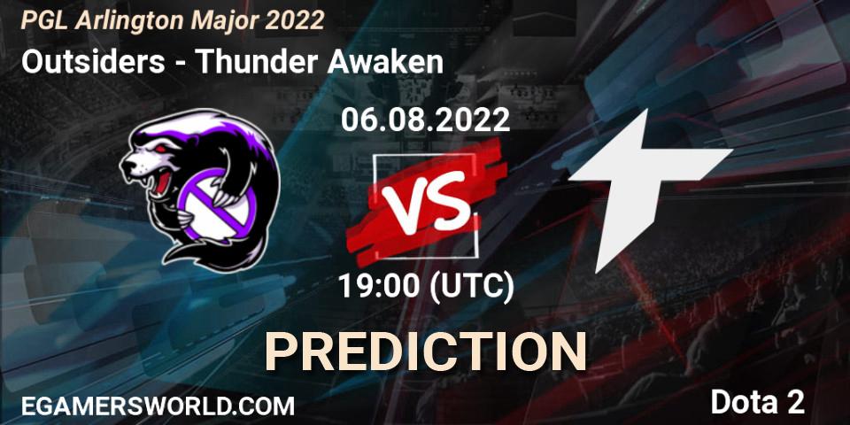 Pronósticos Outsiders - Thunder Awaken. 06.08.2022 at 19:30. PGL Arlington Major 2022 - Group Stage - Dota 2