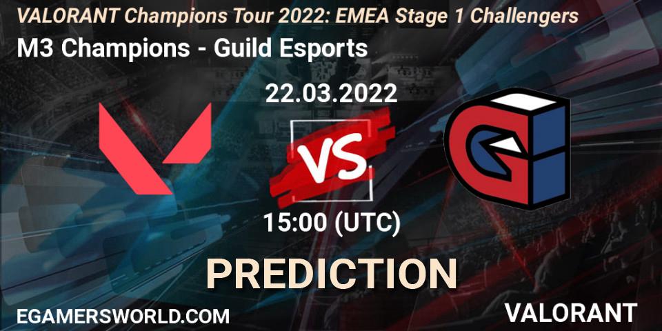 Pronósticos M3 Champions - Guild Esports. 22.03.2022 at 15:00. VCT 2022: EMEA Stage 1 Challengers - VALORANT