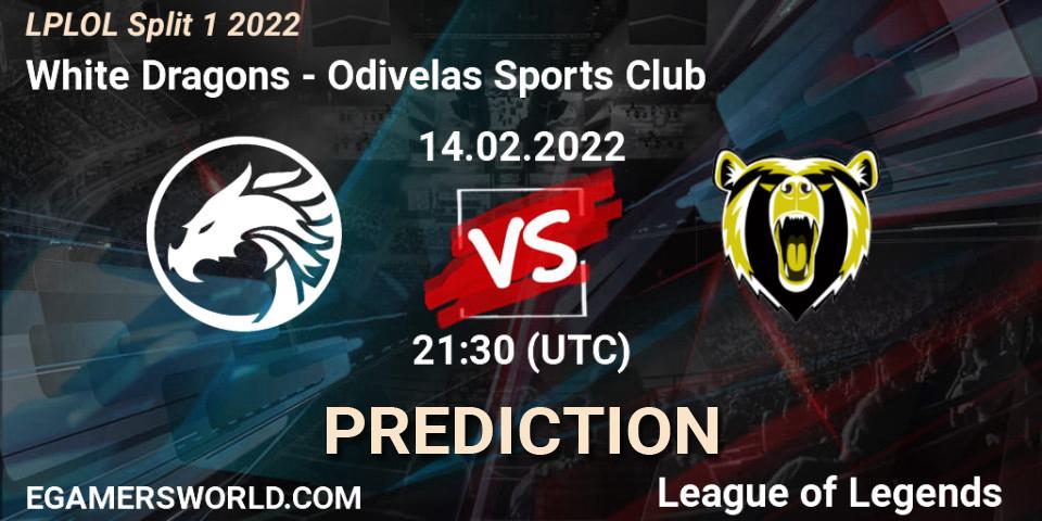 Pronósticos White Dragons - Odivelas Sports Club. 14.02.2022 at 22:45. LPLOL Split 1 2022 - LoL