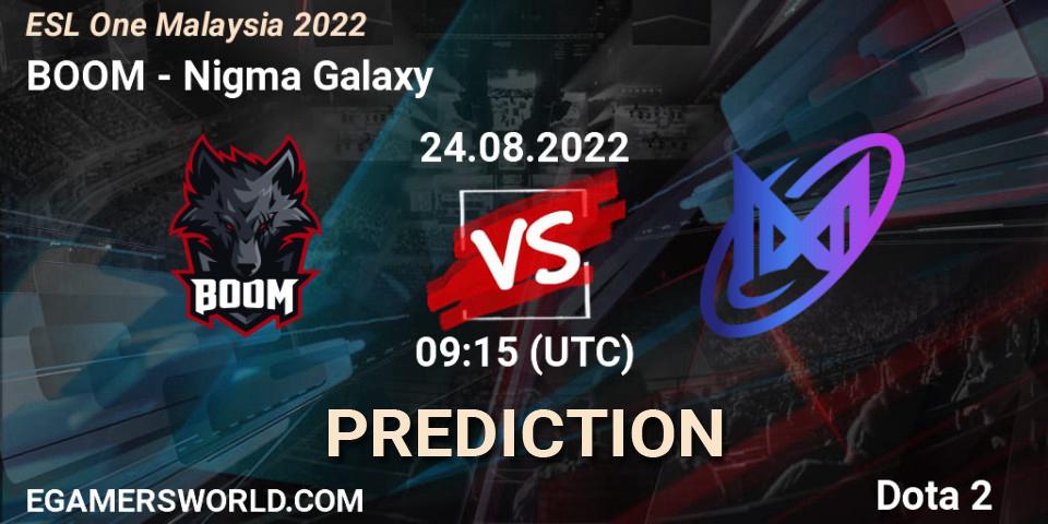 Pronósticos BOOM - Nigma Galaxy. 24.08.22. ESL One Malaysia 2022 - Dota 2