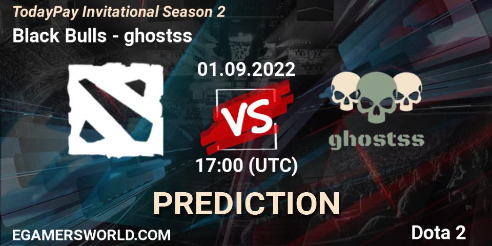 Pronósticos Black Bulls - ghostss. 01.09.2022 at 19:00. TodayPay Invitational Season 2 - Dota 2