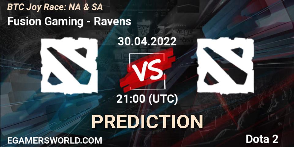 Pronósticos Fusion Gaming - Ravens. 30.04.2022 at 21:06. BTC Joy Race: NA & SA - Dota 2