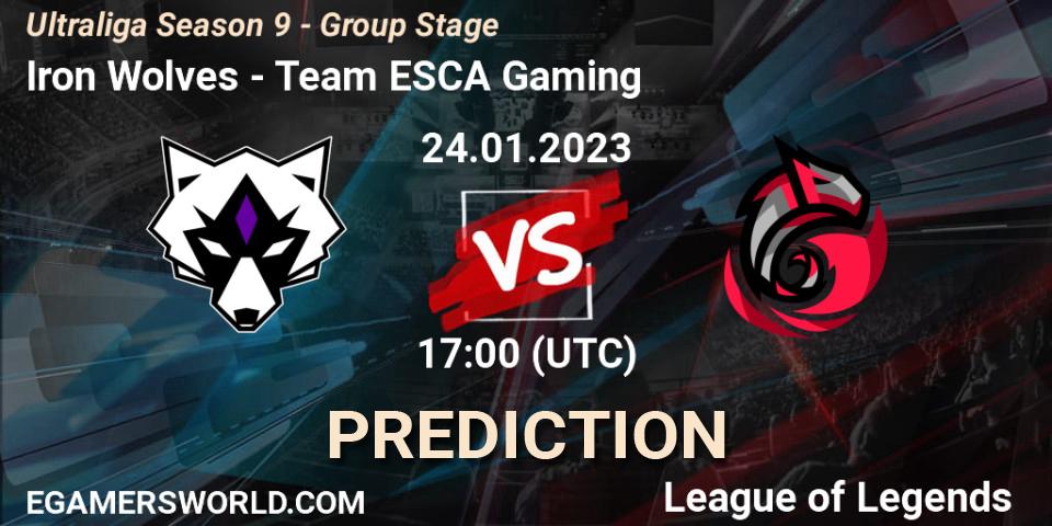 Pronósticos Iron Wolves - Team ESCA Gaming. 24.01.2023 at 17:00. Ultraliga Season 9 - Group Stage - LoL