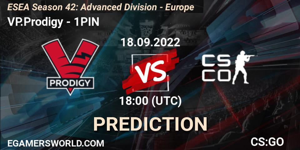 Pronósticos VP.Prodigy - 1PIN. 18.09.2022 at 18:00. ESEA Season 42: Advanced Division - Europe - Counter-Strike (CS2)