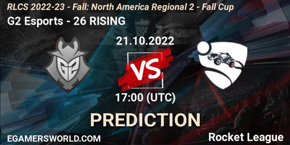Pronósticos G2 Esports - 26 RISING. 21.10.2022 at 17:00. RLCS 2022-23 - Fall: North America Regional 2 - Fall Cup - Rocket League