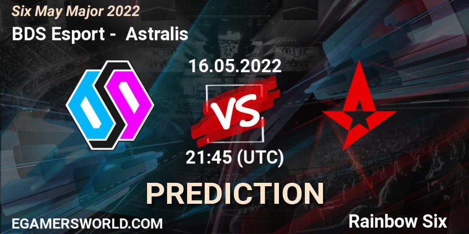 Pronósticos BDS Esport - Astralis. 16.05.2022 at 21:45. Six Charlotte Major 2022 - Rainbow Six