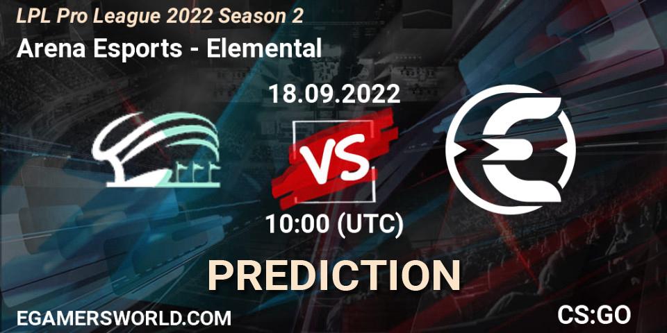 Pronósticos Arena Esports - Elemental. 18.09.2022 at 10:00. LPL Pro League 2022 Season 2 - Counter-Strike (CS2)
