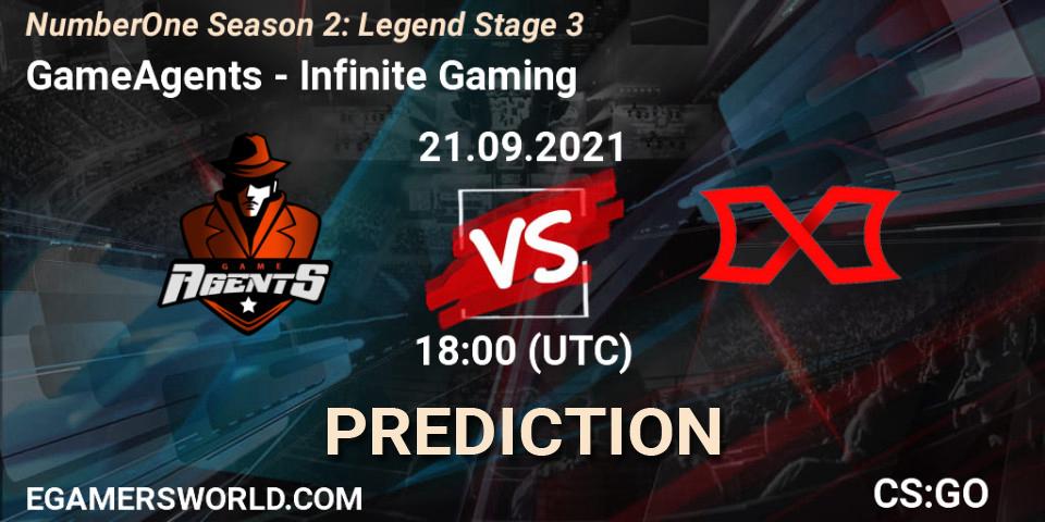 Pronósticos GameAgents - Infinite Gaming. 21.09.2021 at 18:00. NumberOne Season 2: Legend Stage 3 - Counter-Strike (CS2)