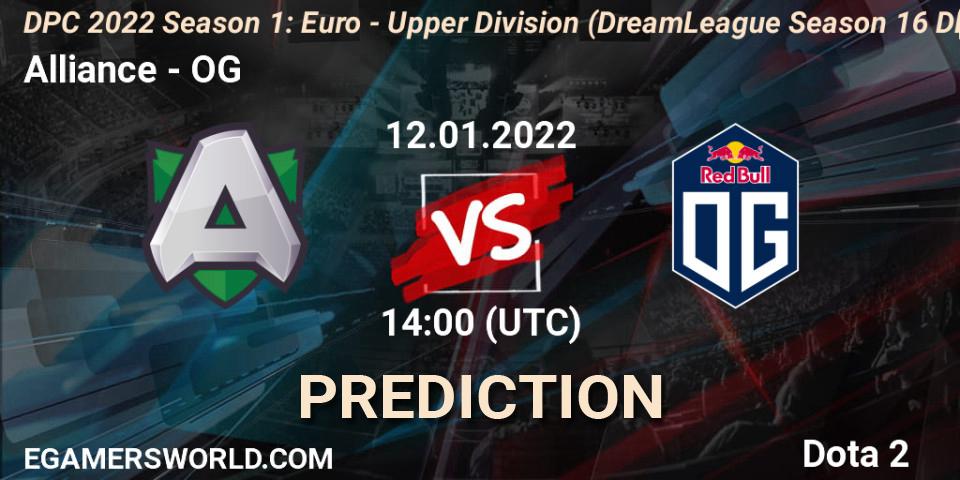 Pronósticos Alliance - OG. 12.01.22. DPC 2022 Season 1: Euro - Upper Division (DreamLeague Season 16 DPC WEU) - Dota 2