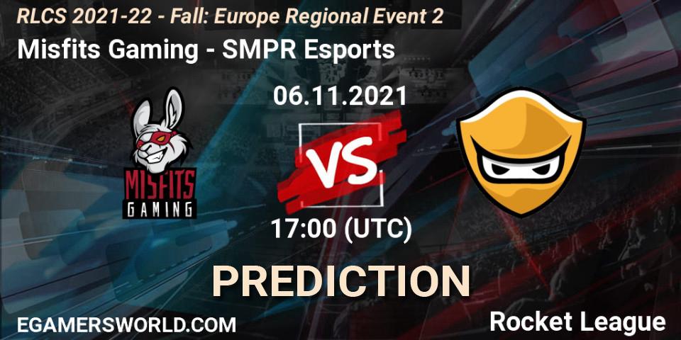 Pronósticos Misfits Gaming - SMPR Esports. 06.11.2021 at 17:00. RLCS 2021-22 - Fall: Europe Regional Event 2 - Rocket League