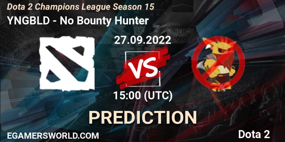 Pronósticos YNGBLD - No Bounty Hunter. 27.09.2022 at 15:16. Dota 2 Champions League Season 15 - Dota 2