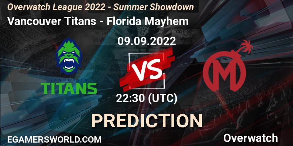 Pronósticos Vancouver Titans - Florida Mayhem. 09.09.22. Overwatch League 2022 - Summer Showdown - Overwatch