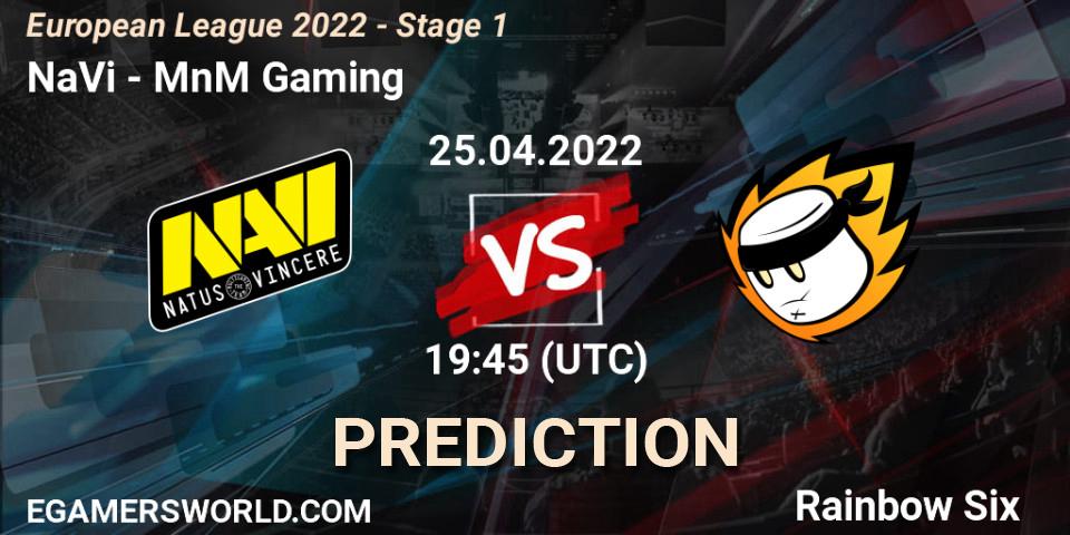 Pronósticos NaVi - MnM Gaming. 25.04.2022 at 21:00. European League 2022 - Stage 1 - Rainbow Six