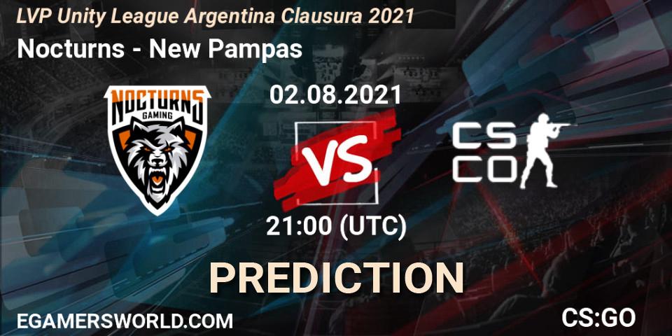 Pronósticos Nocturns - New Pampas. 02.08.2021 at 21:00. LVP Unity League Argentina Clausura 2021 - Counter-Strike (CS2)