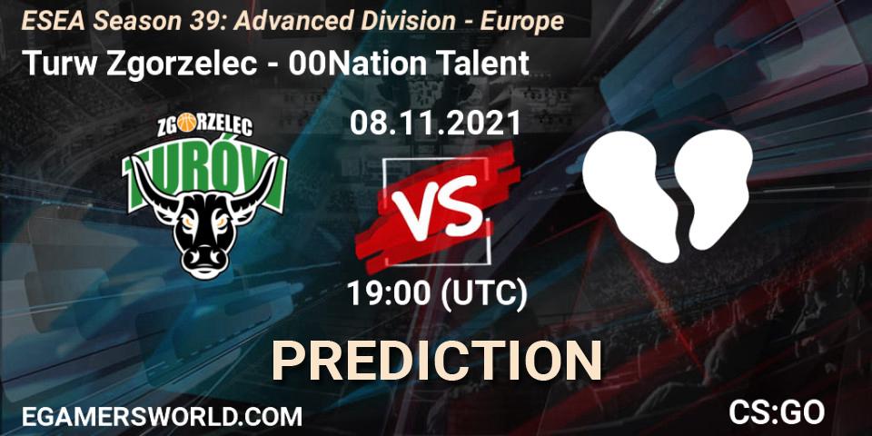 Pronósticos Turów Zgorzelec - 00Nation Talent. 08.11.2021 at 18:00. ESEA Season 39: Advanced Division - Europe - Counter-Strike (CS2)