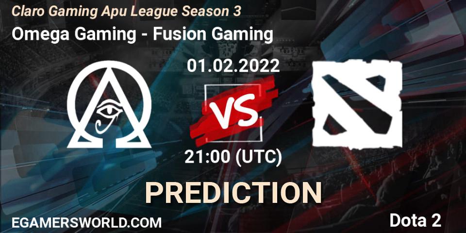 Pronósticos Omega Gaming - Fusion Gaming. 01.02.2022 at 21:12. Claro Gaming Apu League Season 3 - Dota 2