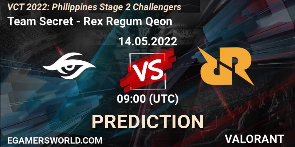 Pronósticos Team Secret - Rex Regum Qeon. 14.05.22. VCT 2022: Philippines Stage 2 Challengers - VALORANT