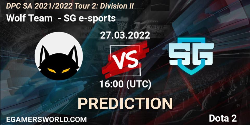 Pronósticos Wolf Team - SG e-sports. 27.03.22. DPC 2021/2022 Tour 2: SA Division II (Lower) - Dota 2