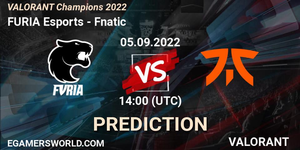 Pronósticos FURIA Esports - Fnatic. 05.09.2022 at 15:30. VALORANT Champions 2022 - VALORANT