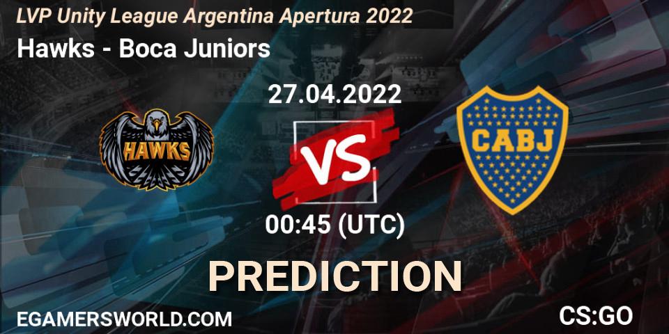 Pronósticos Hawks - Boca Juniors. 27.04.22. LVP Unity League Argentina Apertura 2022 - CS2 (CS:GO)