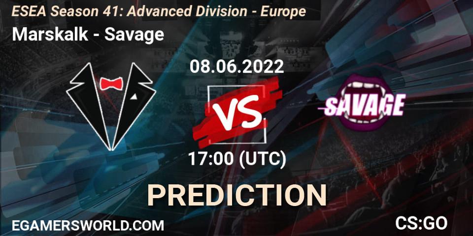 Pronósticos Marskalk - Savage. 08.06.2022 at 17:00. ESEA Season 41: Advanced Division - Europe - Counter-Strike (CS2)
