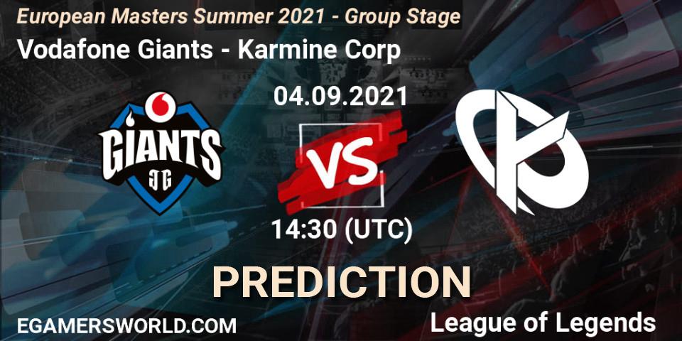 Pronósticos Vodafone Giants - Karmine Corp. 04.09.2021 at 14:30. European Masters Summer 2021 - Group Stage - LoL