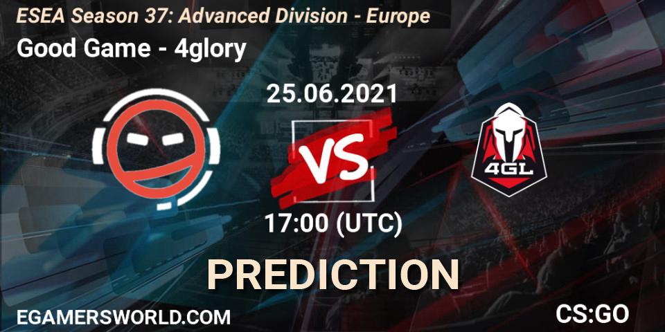 Pronósticos Good Game - 4glory. 25.06.2021 at 17:00. ESEA Season 37: Advanced Division - Europe - Counter-Strike (CS2)